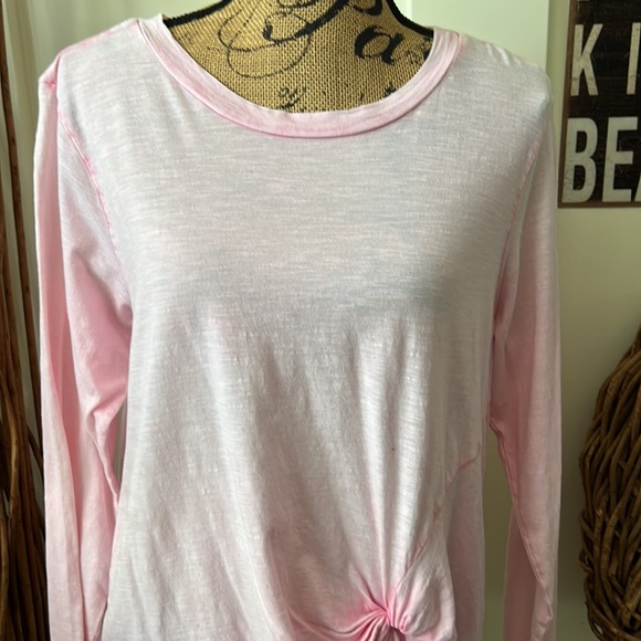Vanilla Star Pink Long Sleeve Twisted Front Tee Shirt - Picture 2 of 8